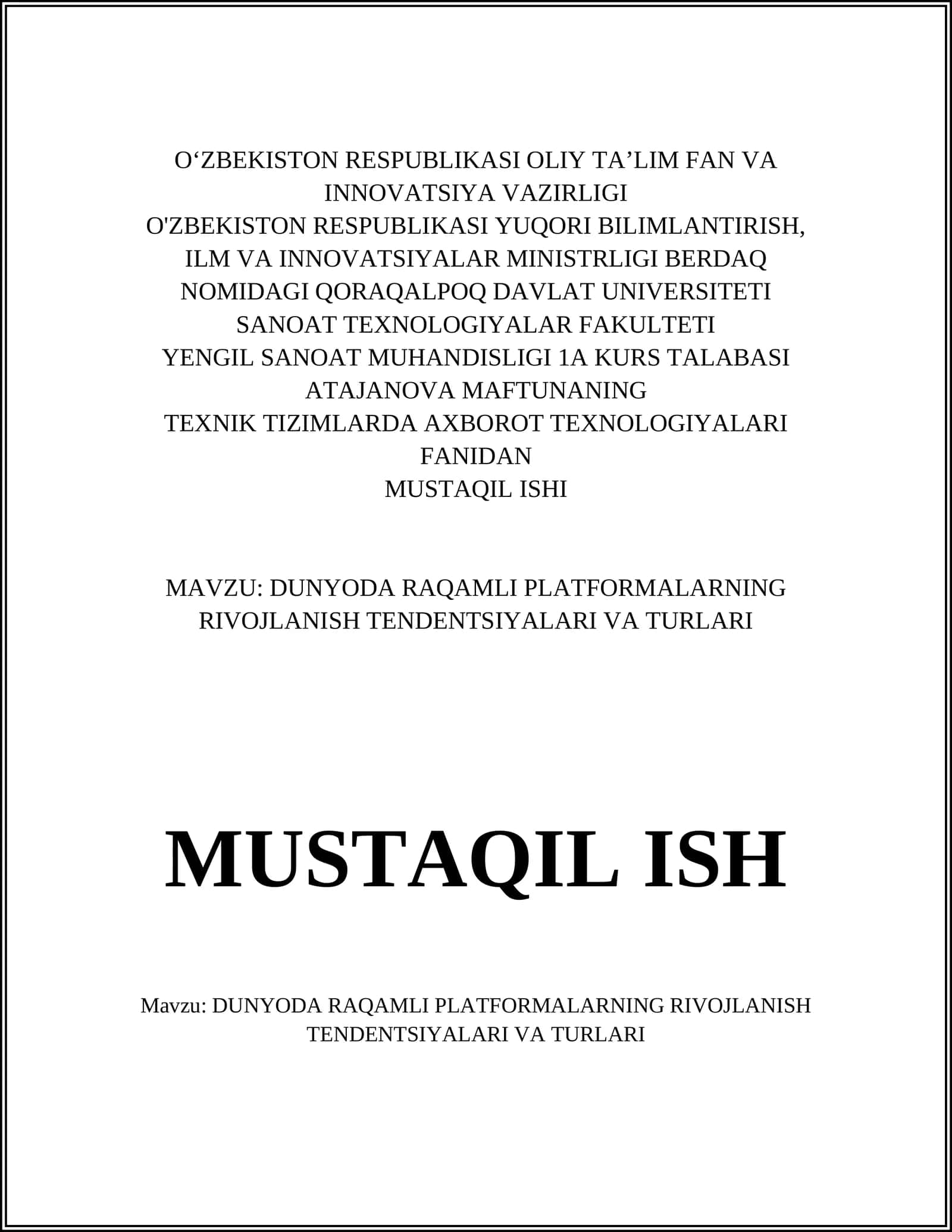 DUNYODA RAQAMLI PLATFORMALARNING RIVOJLANISH TENDENTSIYALARI VA TURLARI 1