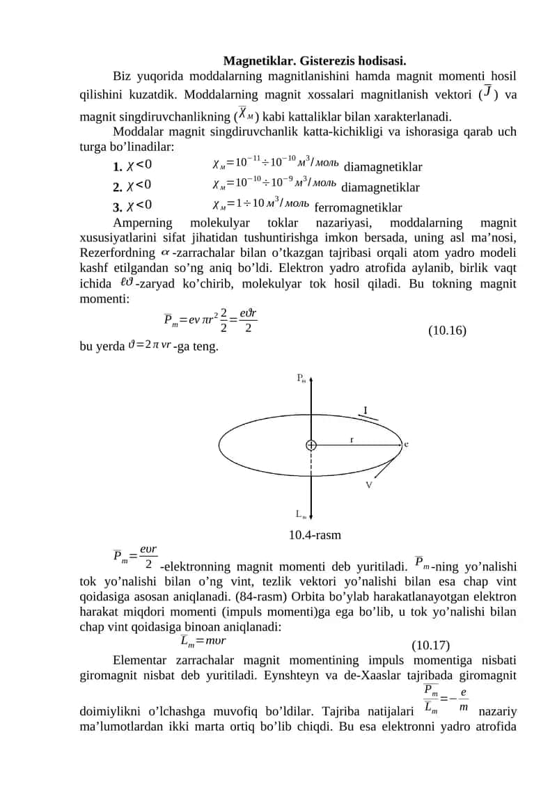 Magnetiklar. Gisterezis hodisasi. 1