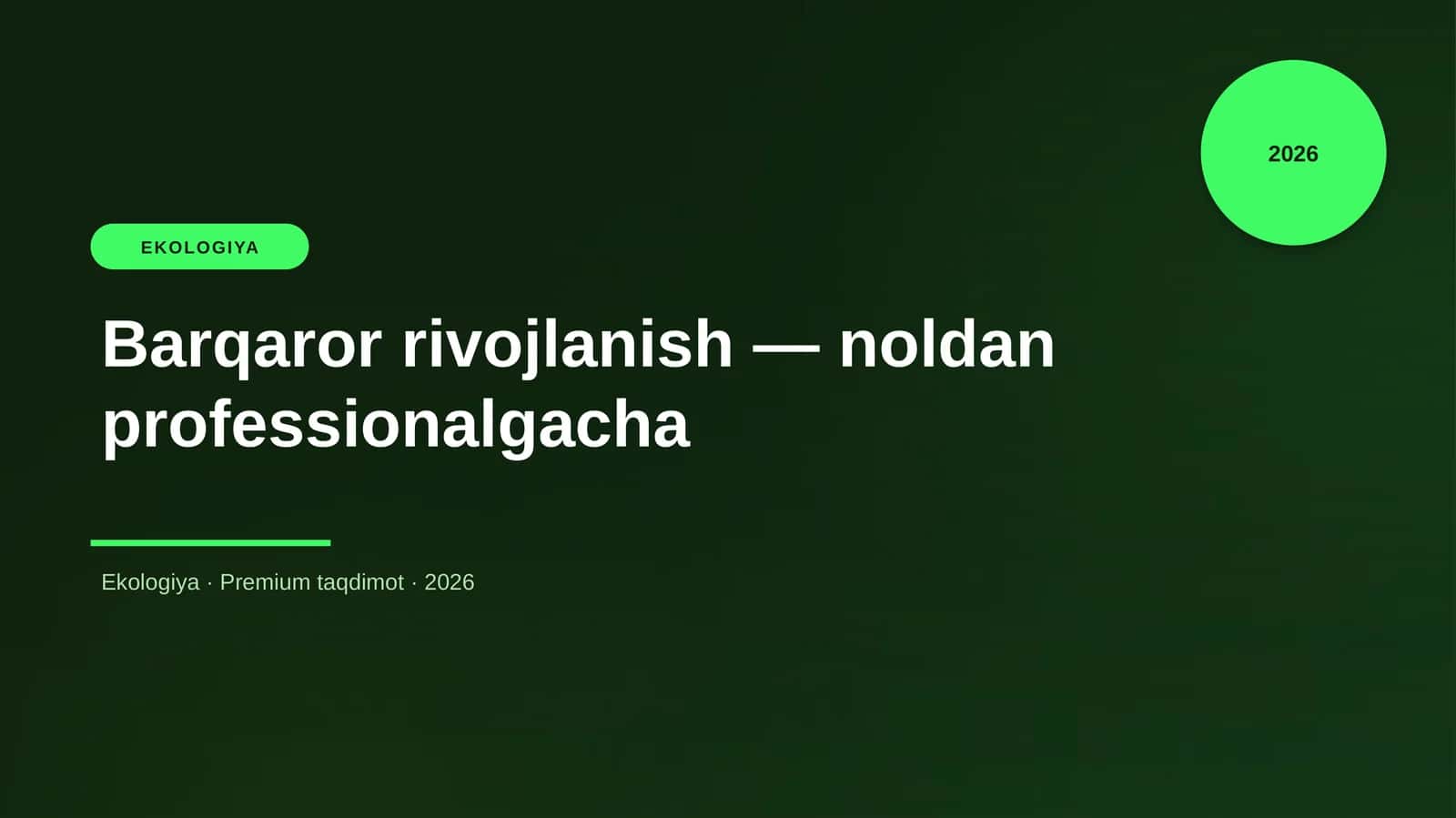 Barqaror rivojlanish — noldan professionalgacha 1