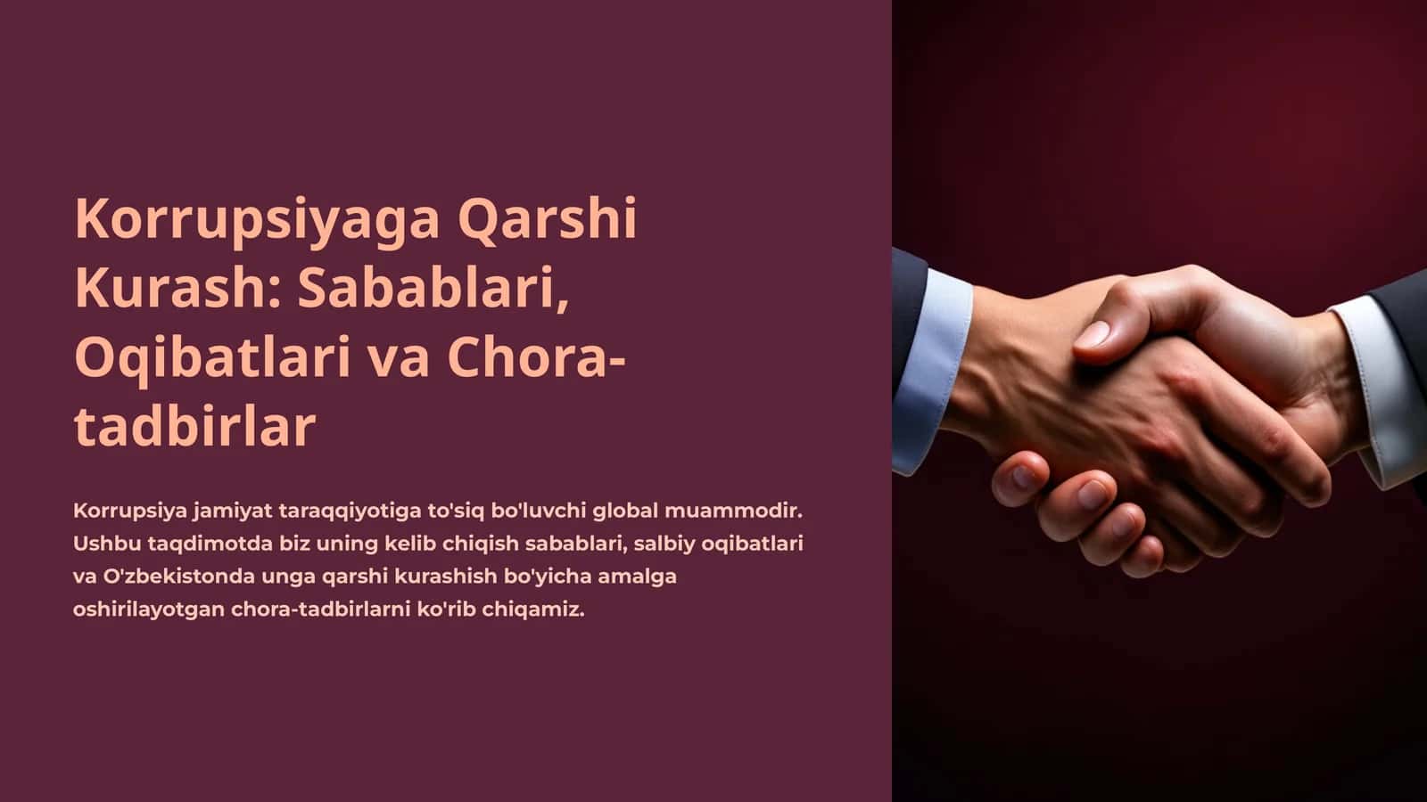 Korrupsiyaga Qarshi Kurash: Sabablari, Oqibatlari va Chora-tadbirlar 1