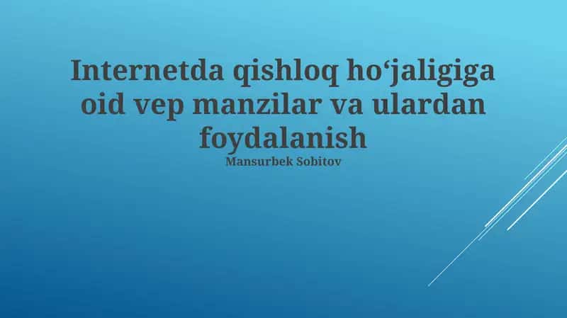 Qishloq xoʻjaligi veb-saytlarining turlari, asosiy xususiyatlari va funktsiyalari 1