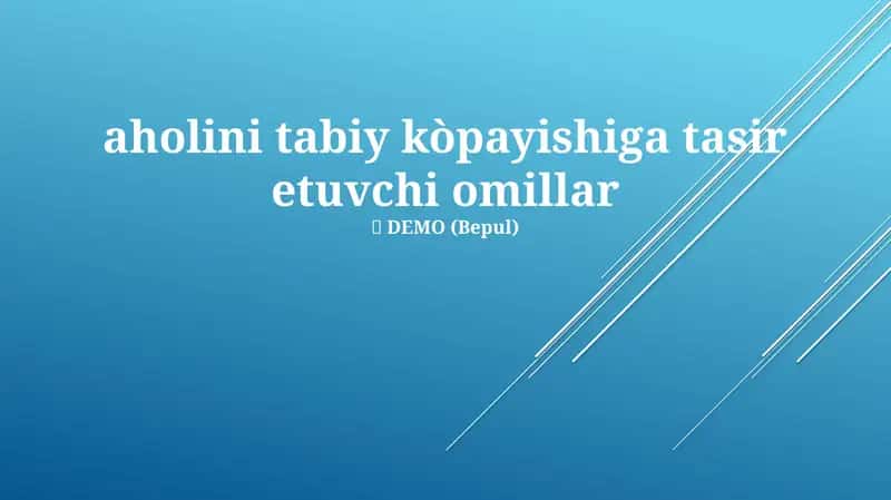 Tug'ilishga ta'sir etuvchi asosiy omillar 1