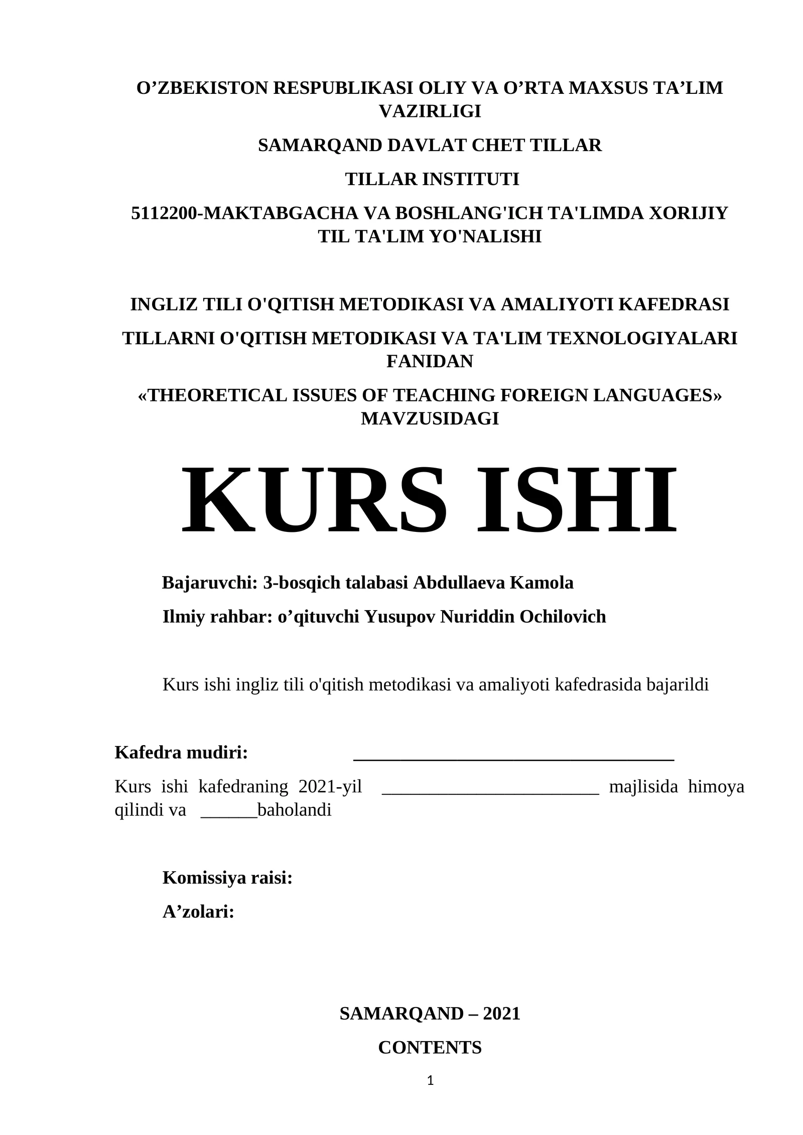 THEORETICAL ISSUES OF TEACHING FOREIGN LANGUAGES 1