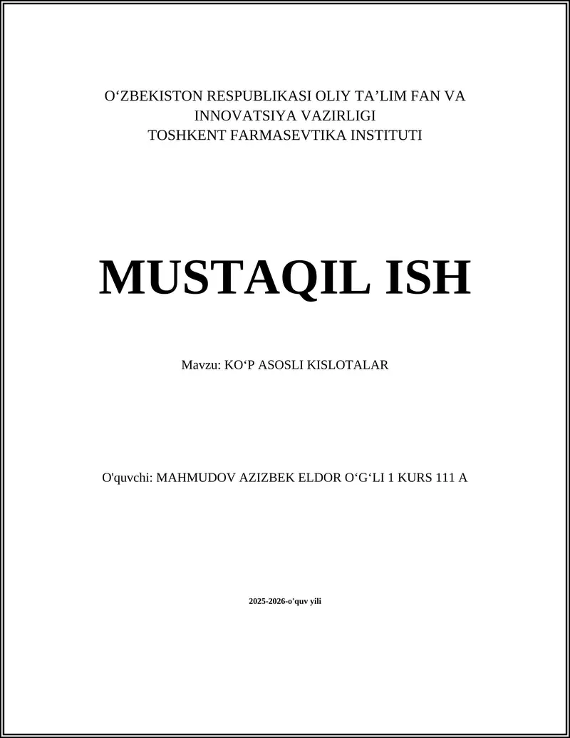 KOʻP ASOSLI KISLOTALAR 1
