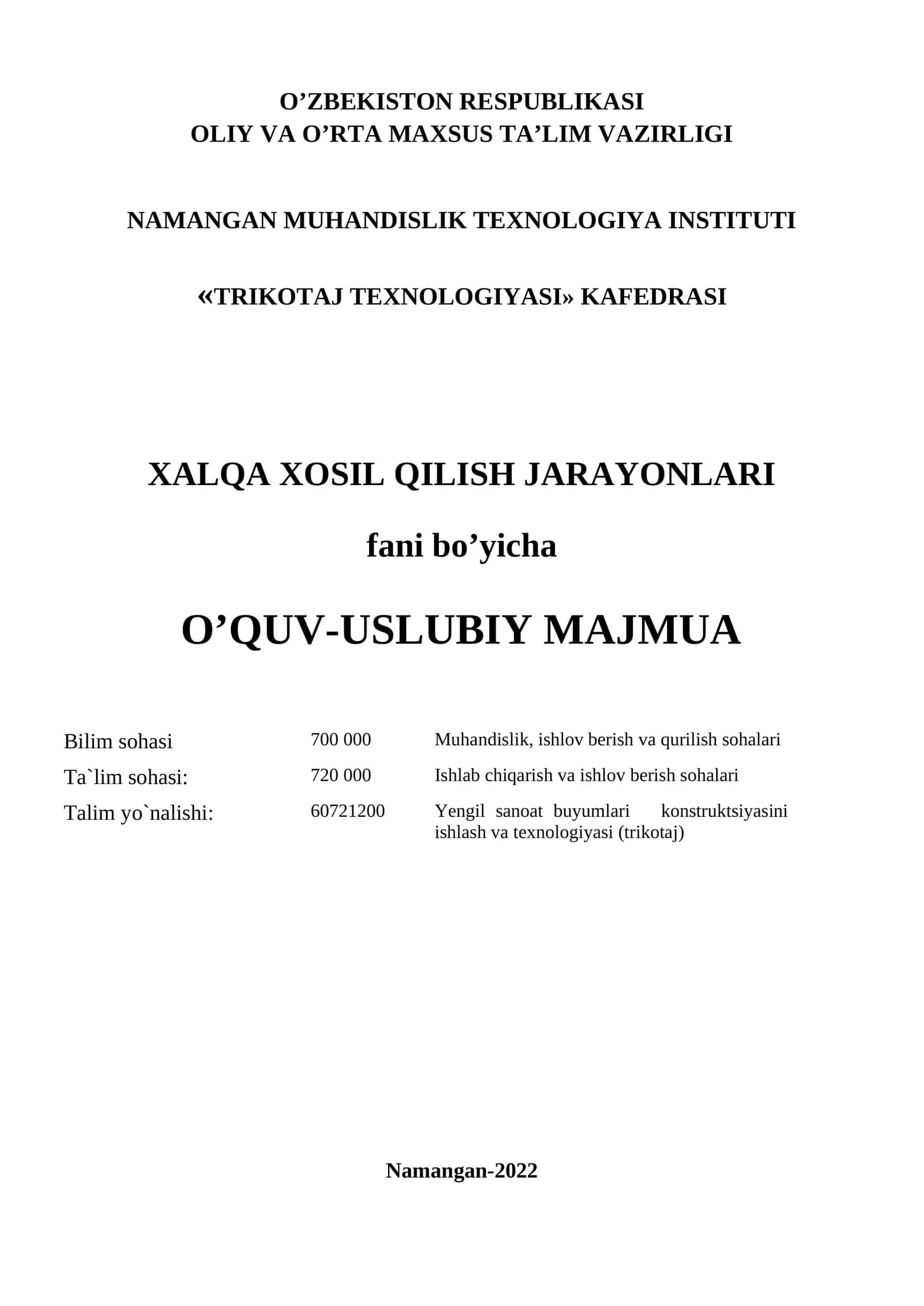 Xalqa xosil qilish jarayonlari 1
