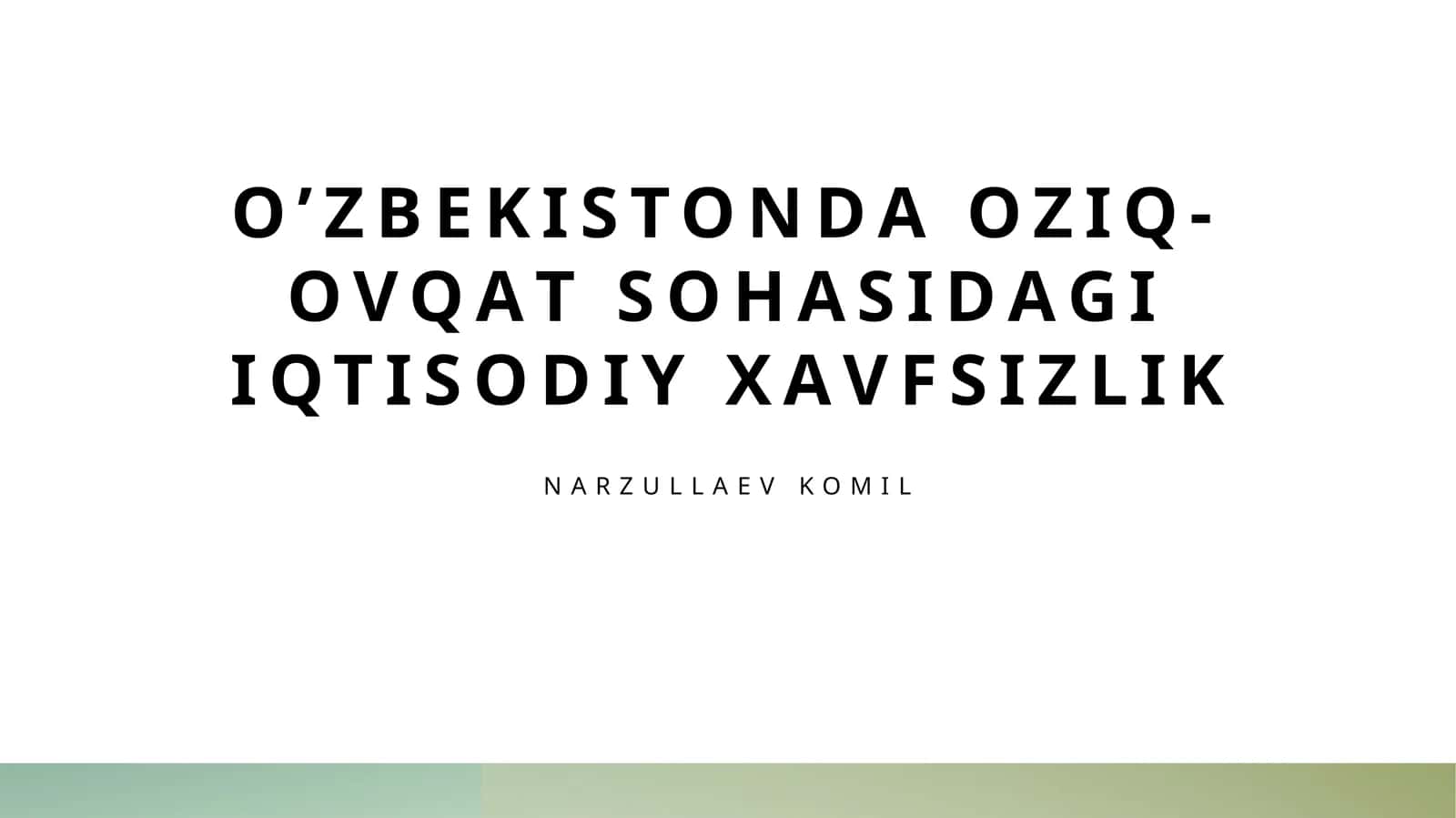 Oziq-ovqat ishlab chiqarish va uni ta’minlashning barqarorligi 1