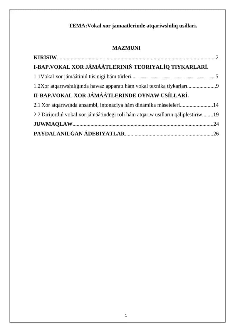 Vokal xor jamaatlerinde atqariwshiliq usillari 1