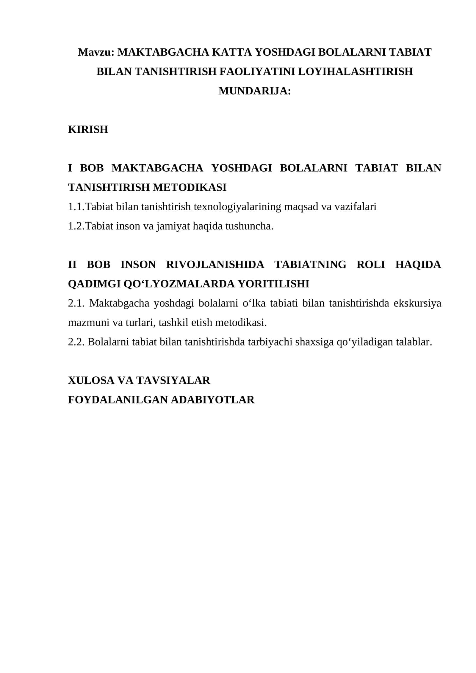 MAKTABGACHA KATTA YOSHDAGI BOLALARNI TABIAT BILAN TANISHTIRISH FAOLIYATI 1