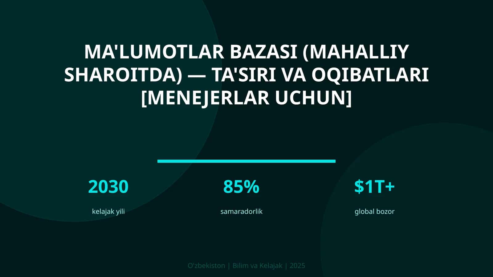 Ma'lumotlar bazasi (mahalliy sharoitda) — ta'siri va oqibatlari [menejerlar uchun] 1