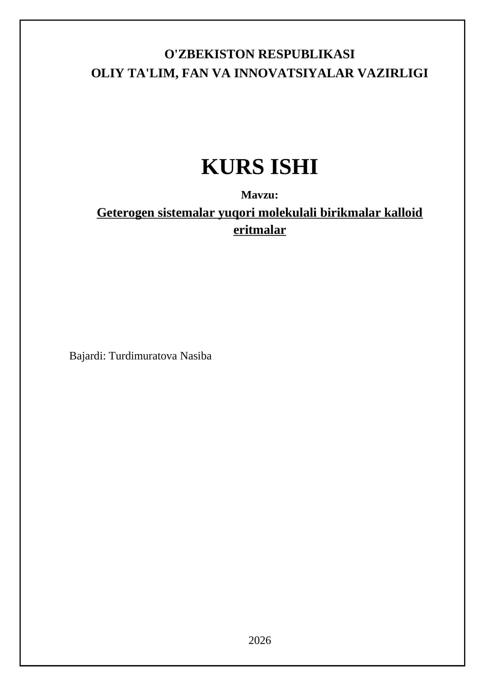 Geterogen sistemalar, yuqori molekulali birikmalar, kalloid eritmalar 1