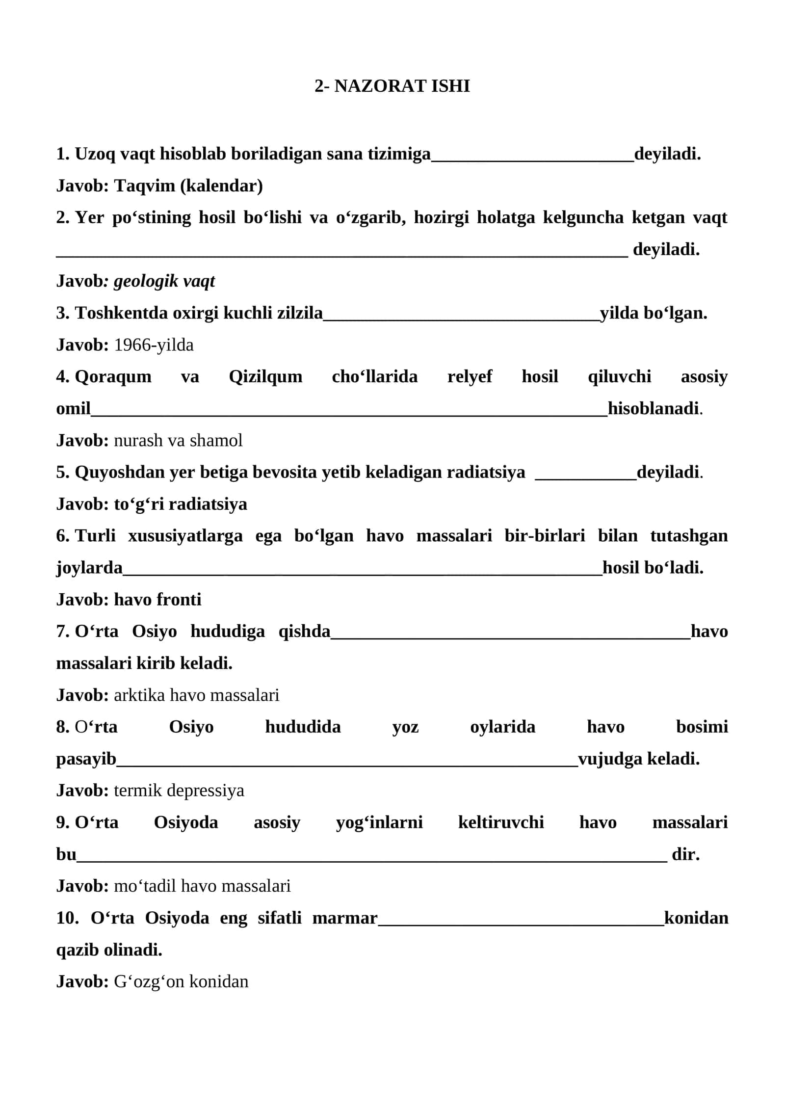 Nazorat ishi 1