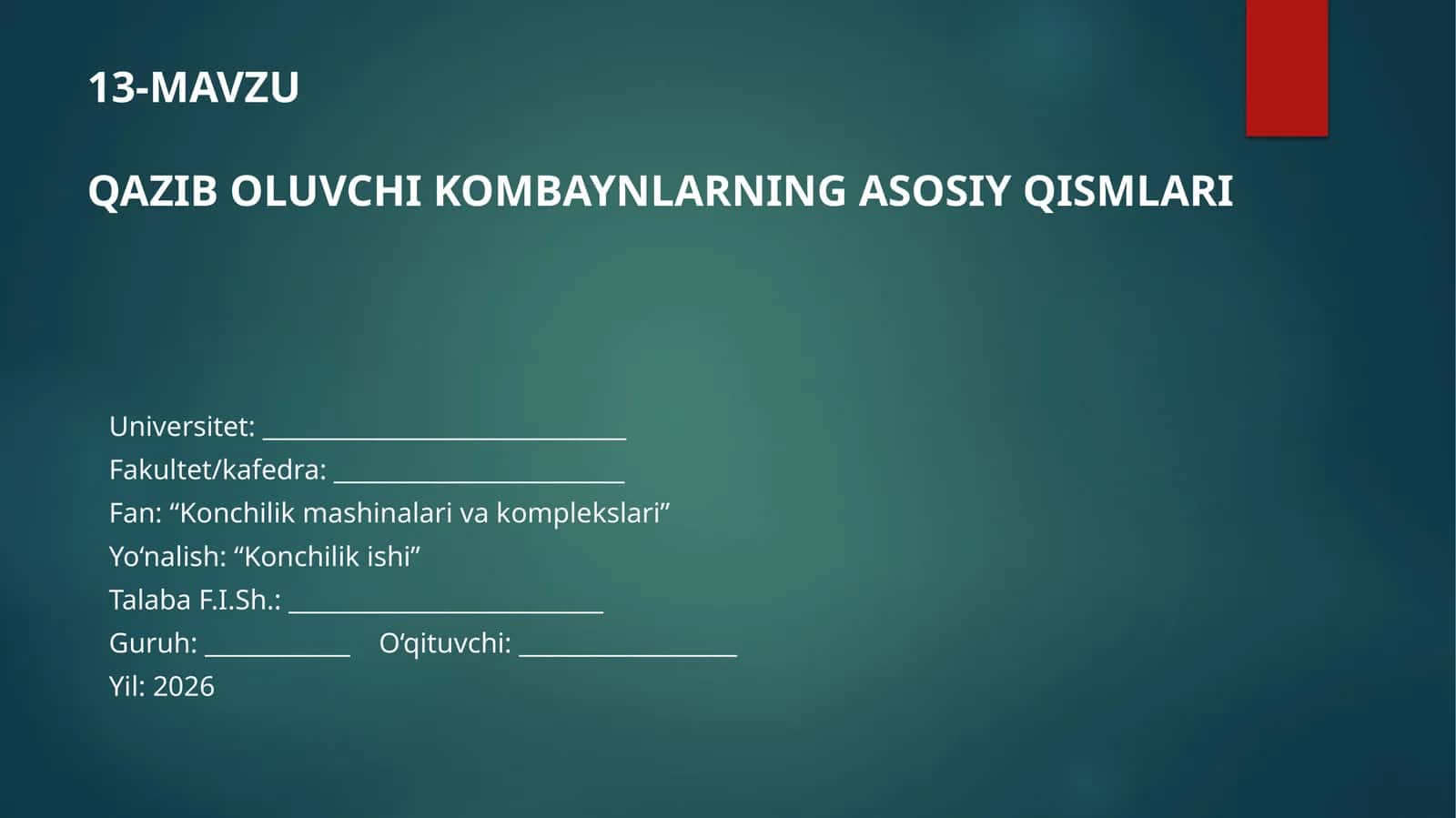 Qazib oluvchi kombaynlarning asosiy qismlari 1