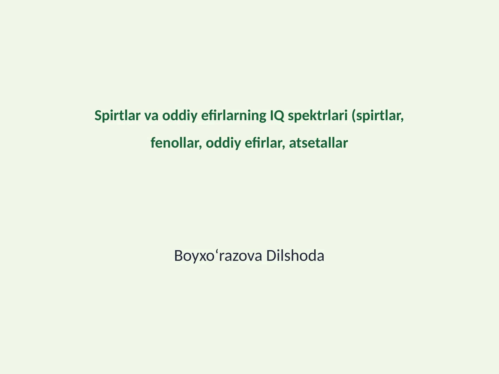 Spirtlar va oddiy efirlarning IQ spektrlari (spirtlar, fenollar, oddiy efirlar, atsetallar 1