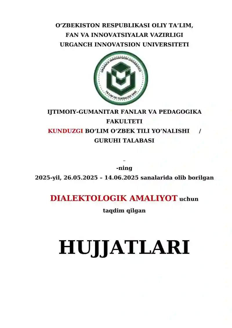 DIALEKTOLOGIK AMALIYOT