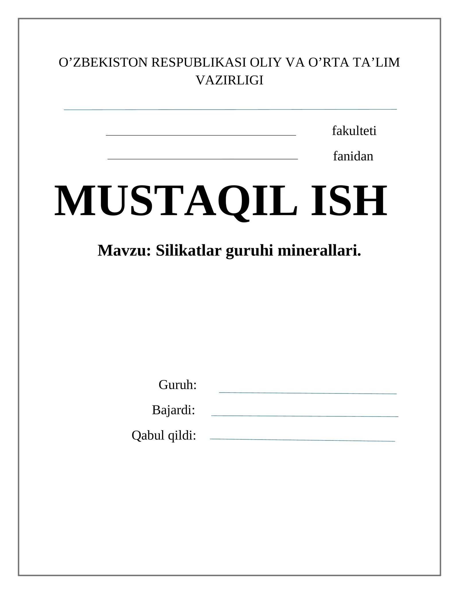 Silikatlar guruhi minerallari 1