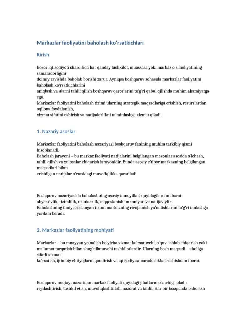 Markazlar faoliyatini baholash ko‘rsatkichlari 1
