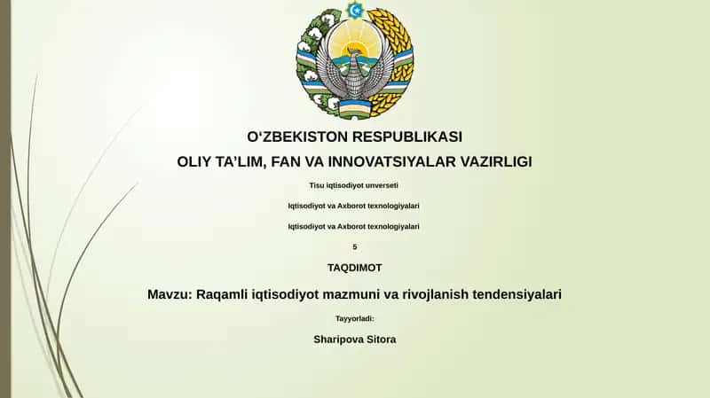 Raqamli iqtisodiyot mazmuni va rivojlanish tendensiyalari 1