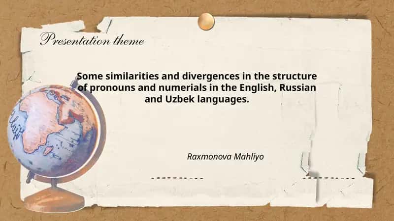Some similarities and divergences in the structure of pronouns and numerials in the English, Russian and Uzbek languages 1
