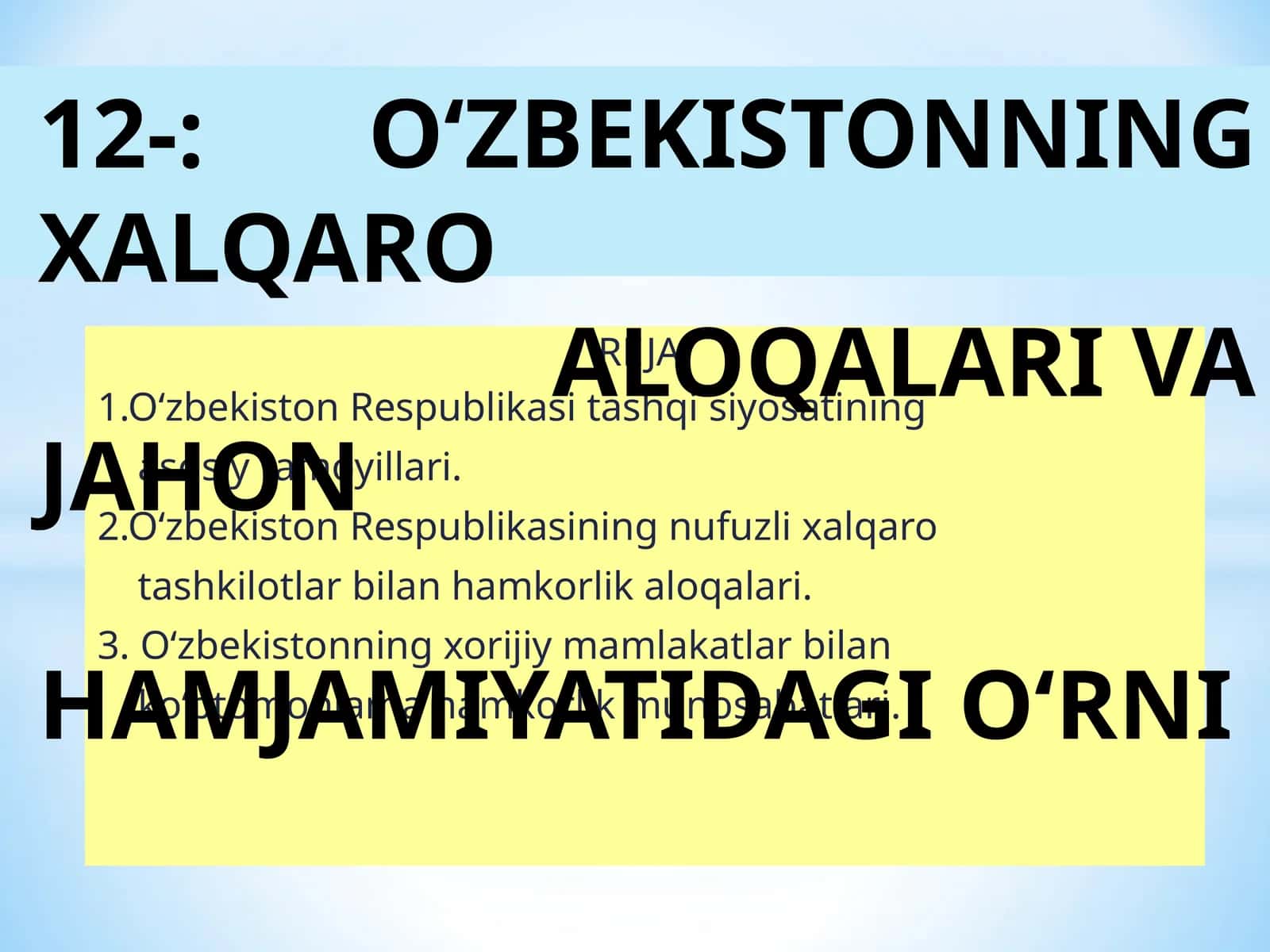 О‘ЗБЕКИСТОН РЕСПУБЛИКАСИНИНГ КОНСТИТУЦИЯСИ 1