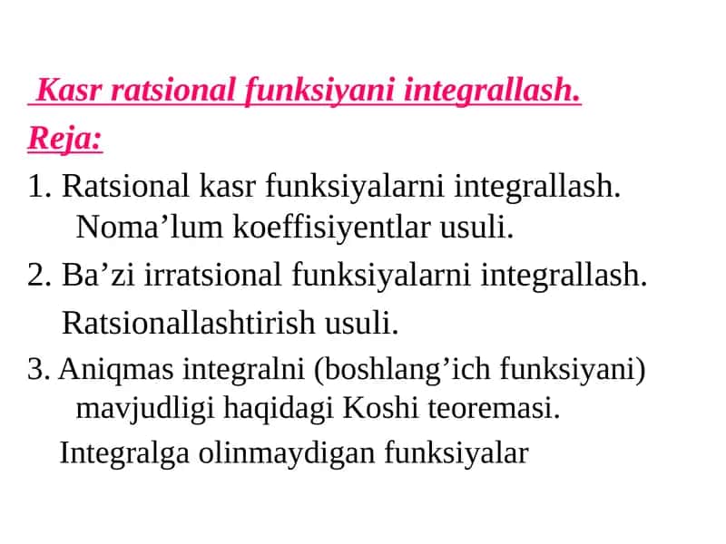 Kasr ratsional funksiyani integrallash 1