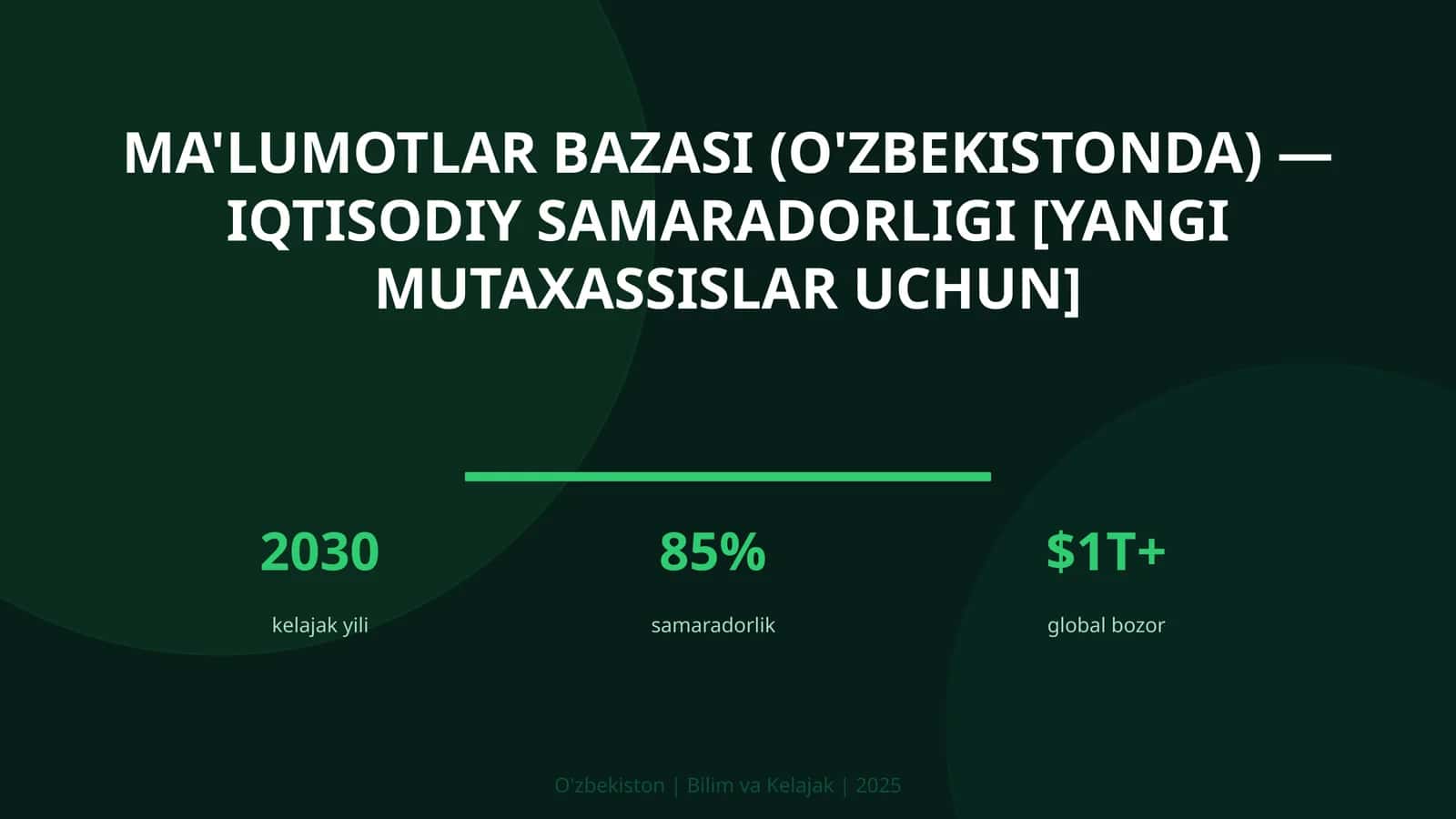 Ma'lumotlar bazasi (O'zbekistonda) — iqtisodiy samaradorligi [yangi mutaxassislar uchun] 1