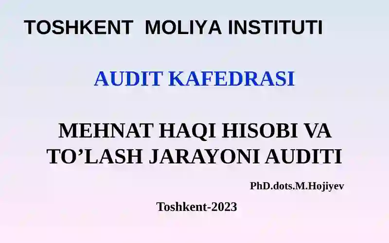 Mehnatga haq to'lash bo’yicha hisoblashishlar auditi