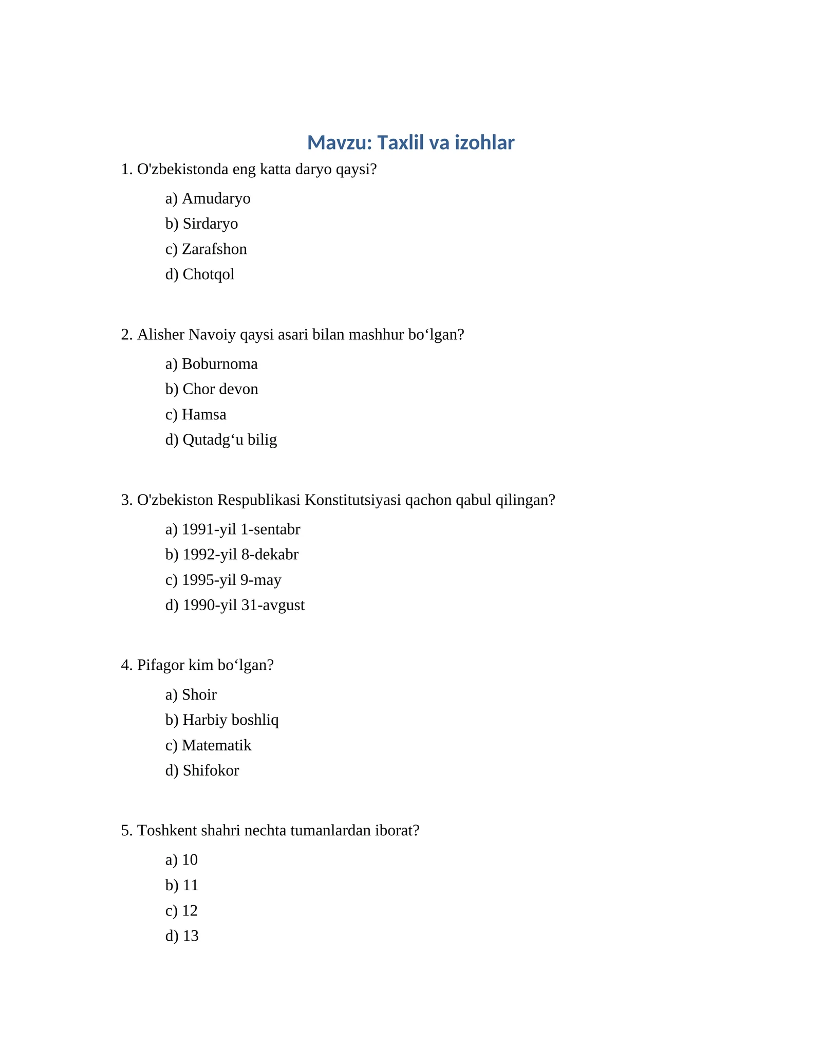 Taxlil va izohlar 1