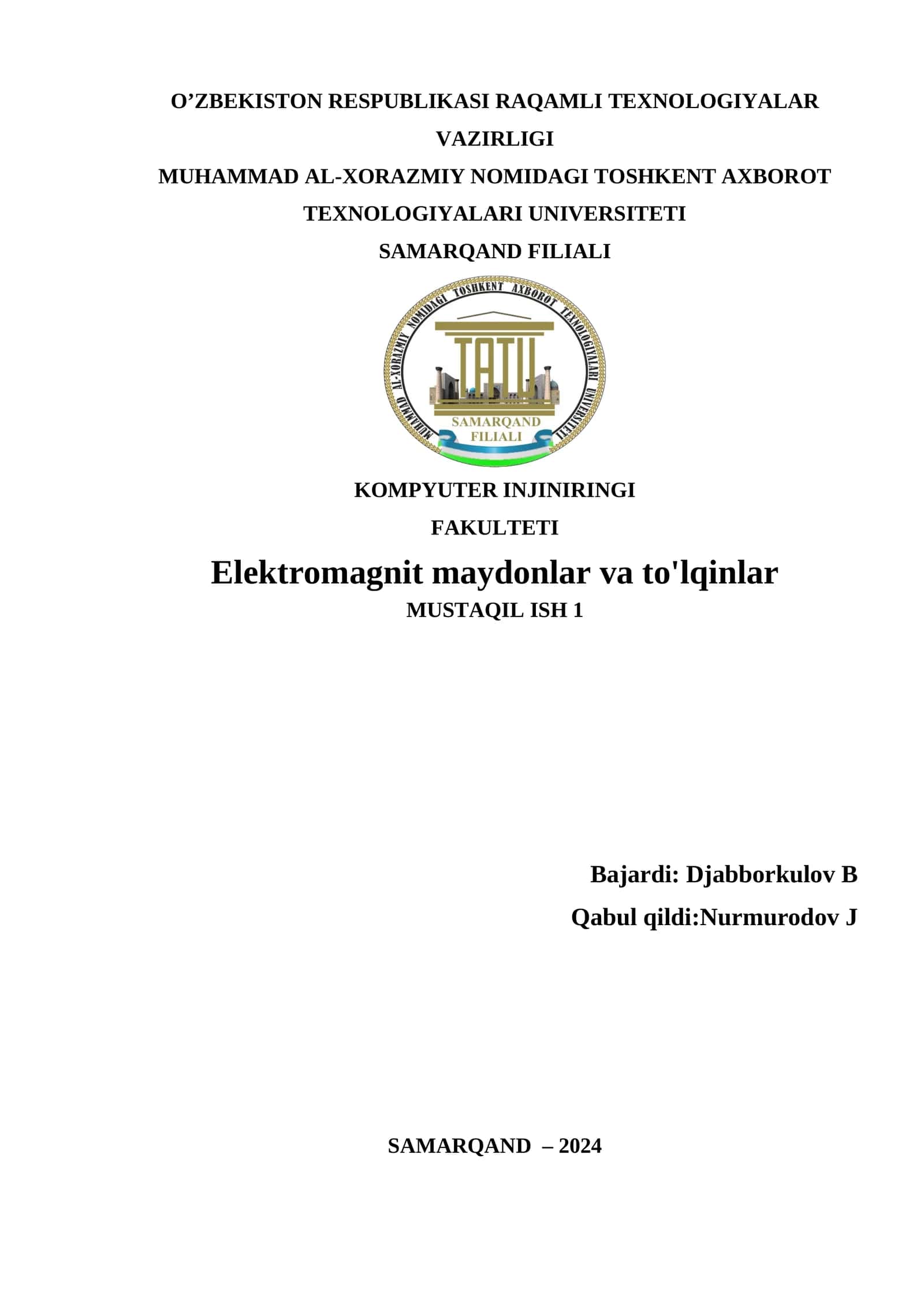 Elektrodinamikaning moddiy tenglamalari 1