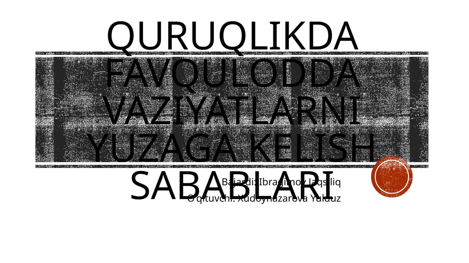 Quruqlikda favqulodda vaziyatlarni yuzaga kelish sabablari 1