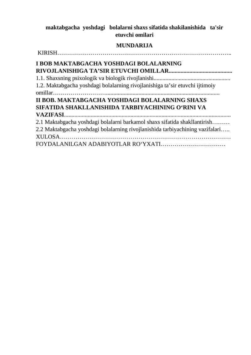 Maktabgacha yoshdagi bolalarni shaxs sifatida shakilanishida ta'sir etuvchi omilari 1