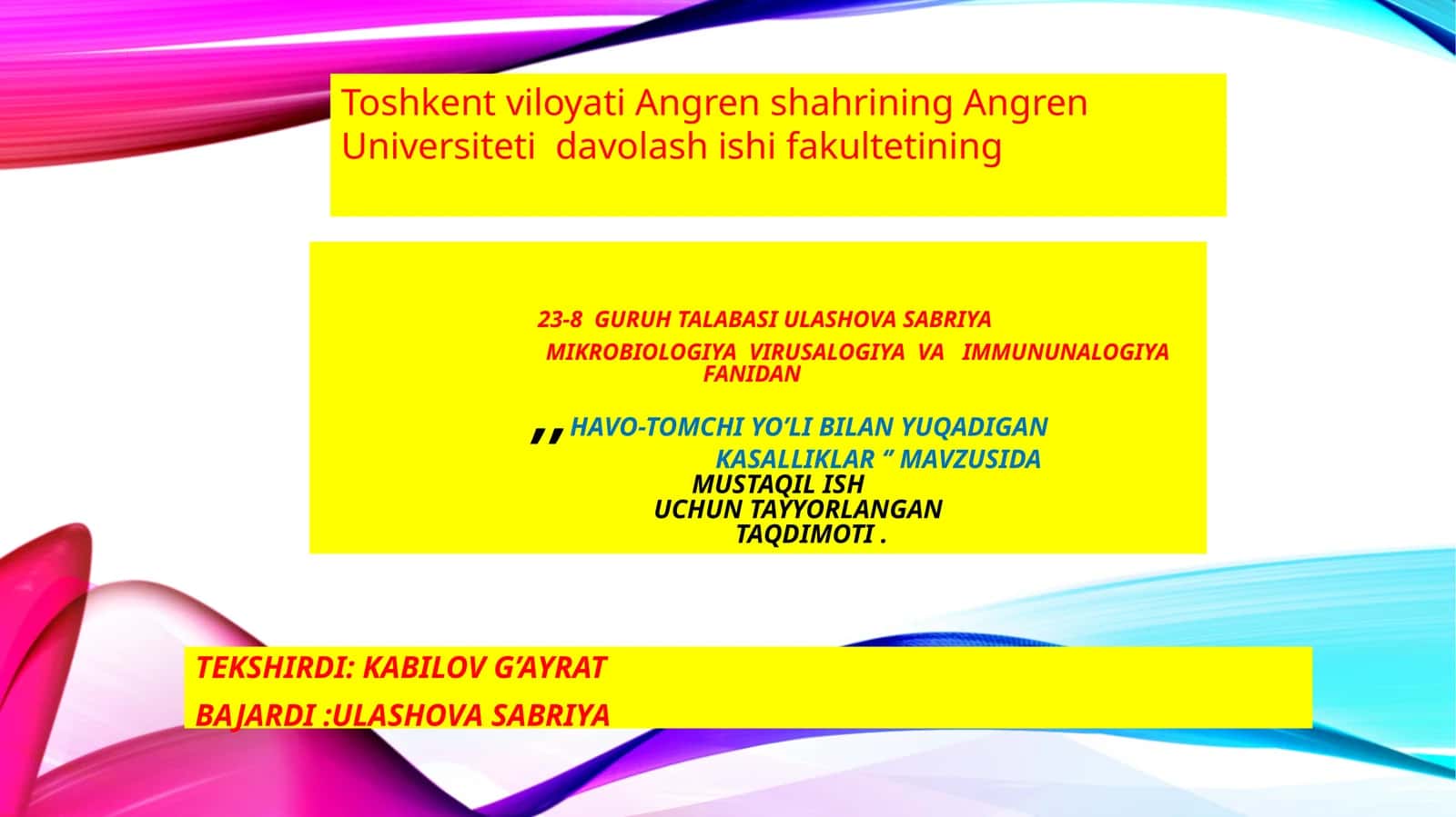 Mikrobiologiya virusa logiyasi va immunologiya fanidan 1