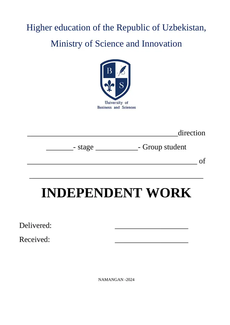 INDEPENDENT WORK 1