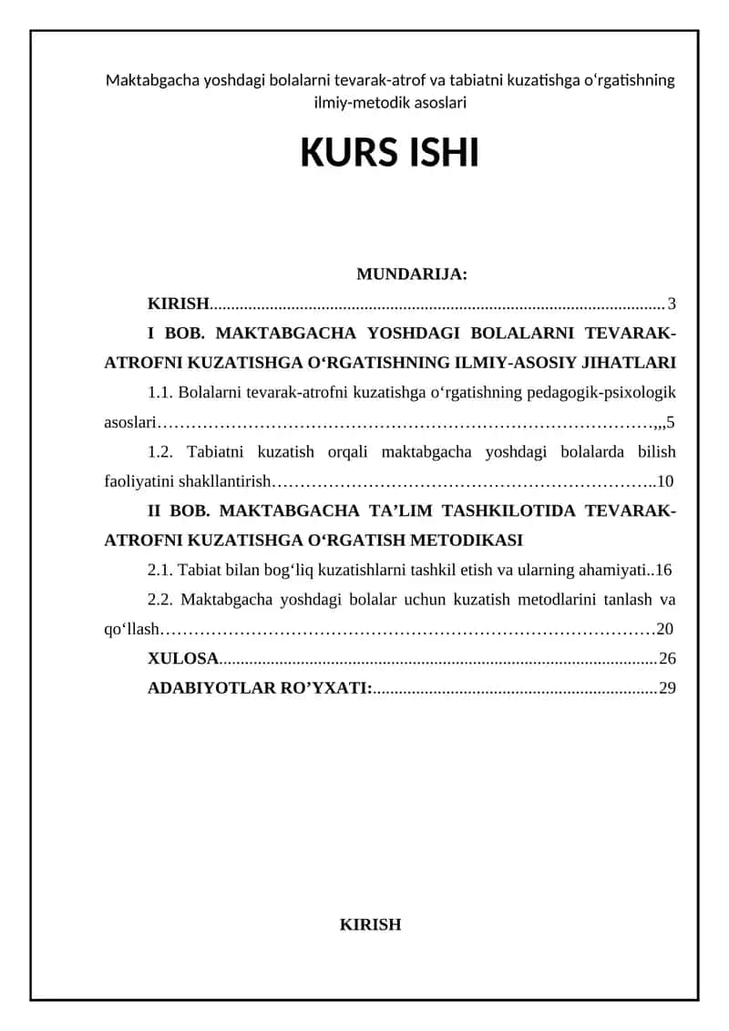 Maktabgacha yoshdagi bolalarni tevarak-atrof va tabiatni kuzatishga o‘rgatishning ilmiy-metodik asoslari 1