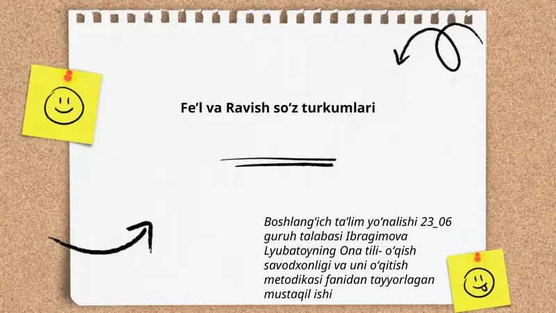 Feʼl va Ravish soʻz turkumlari 1