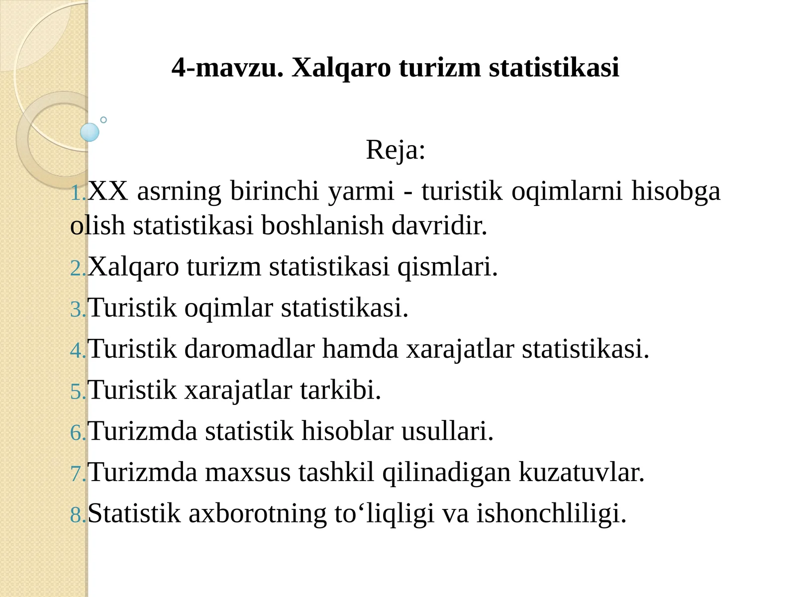 Xalqaro turizm statistikasi 1
