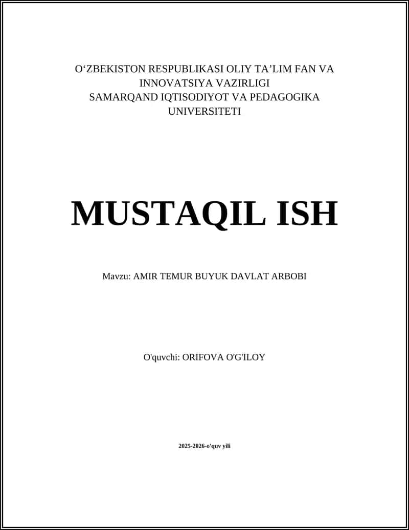 AMIR TEMUR BUYUK DAVLAT ARBOBI 1
