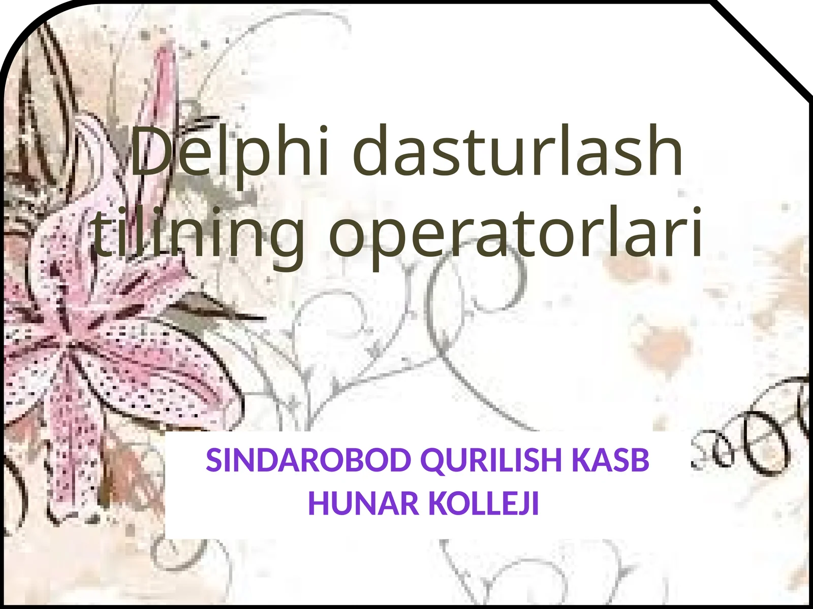Delphidasturlashtiliningoperatorlari 1