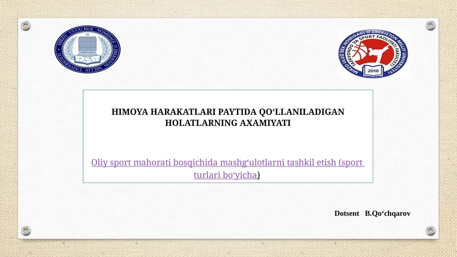HIMOYAHARAKATLARI PAYTIDA QO‘LLANILADIGAN HOLATLARNING AXAMIYATI 1
