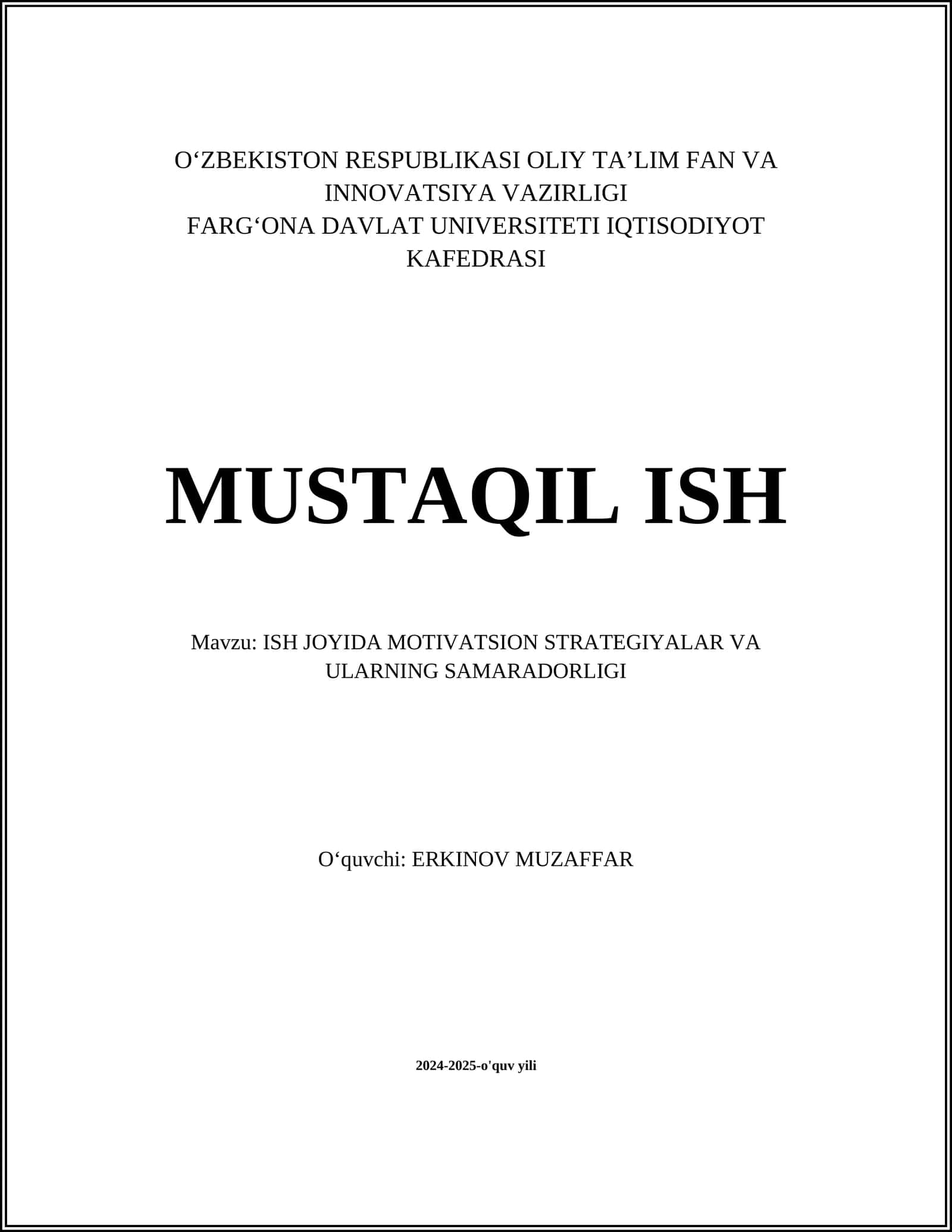 ISH JOYIDA MOTIVATSION STRATEGIYALAR VA ULARNING SAMARADORLIGI 1