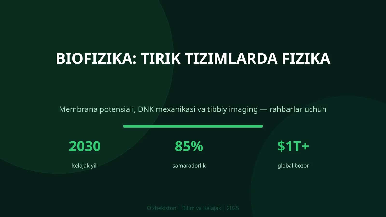 Biofizika: TIRIK TIZIMLARDA FIZIKA 1