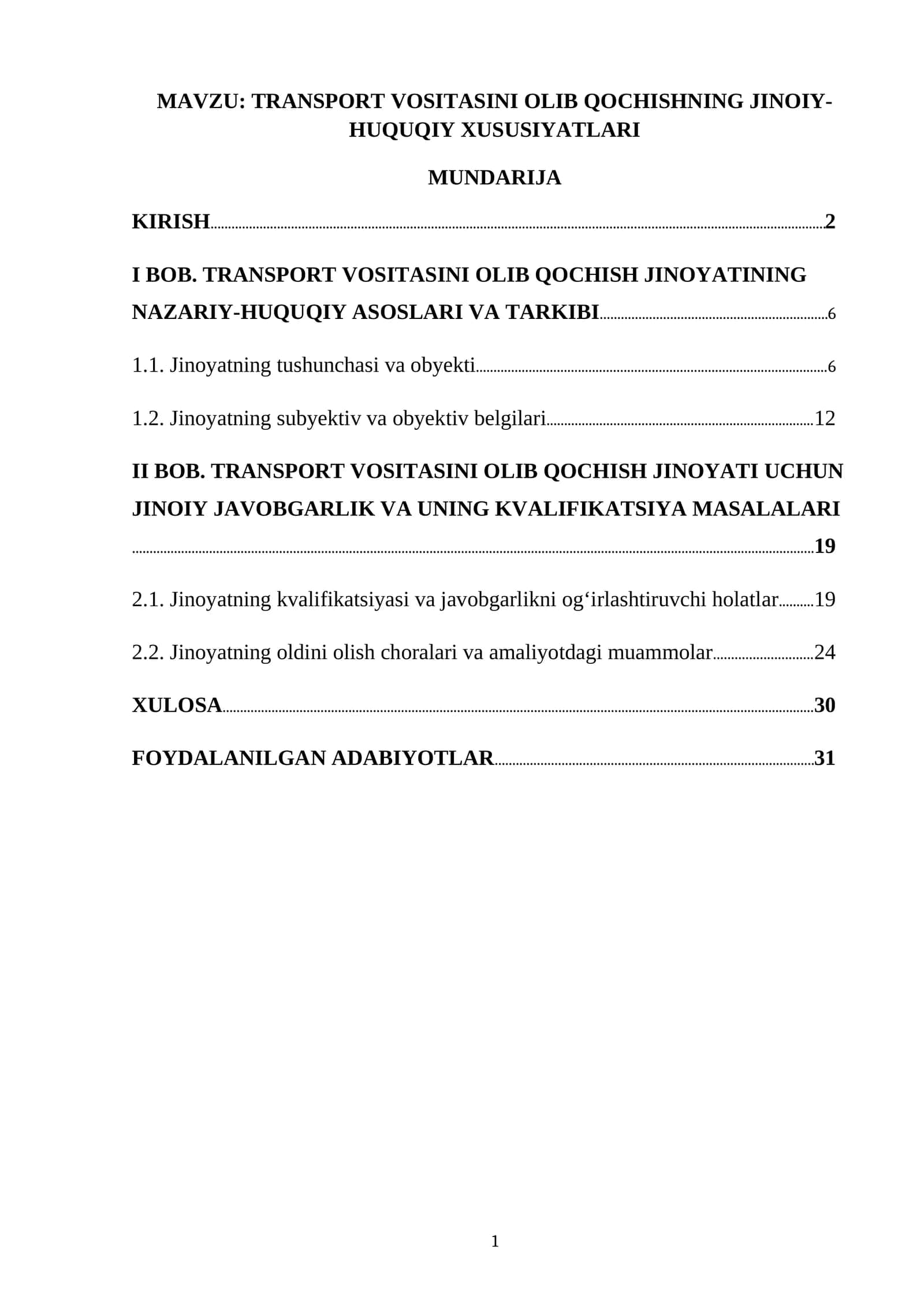 TRANSPORT VOSITASINI OLIB QOCHISHNING JINOIY-HUQUQIY XUSUSIYATLARI 1