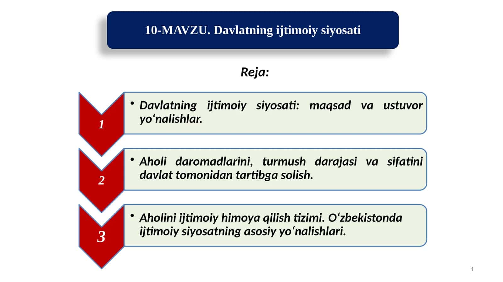 Iqtisodiy siyosatga kirish 1