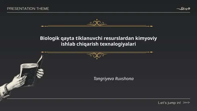 Biologik qayta tiklanuvchi resurslardan kimyoviy ishlab chiqarish texnalogiyalari 1