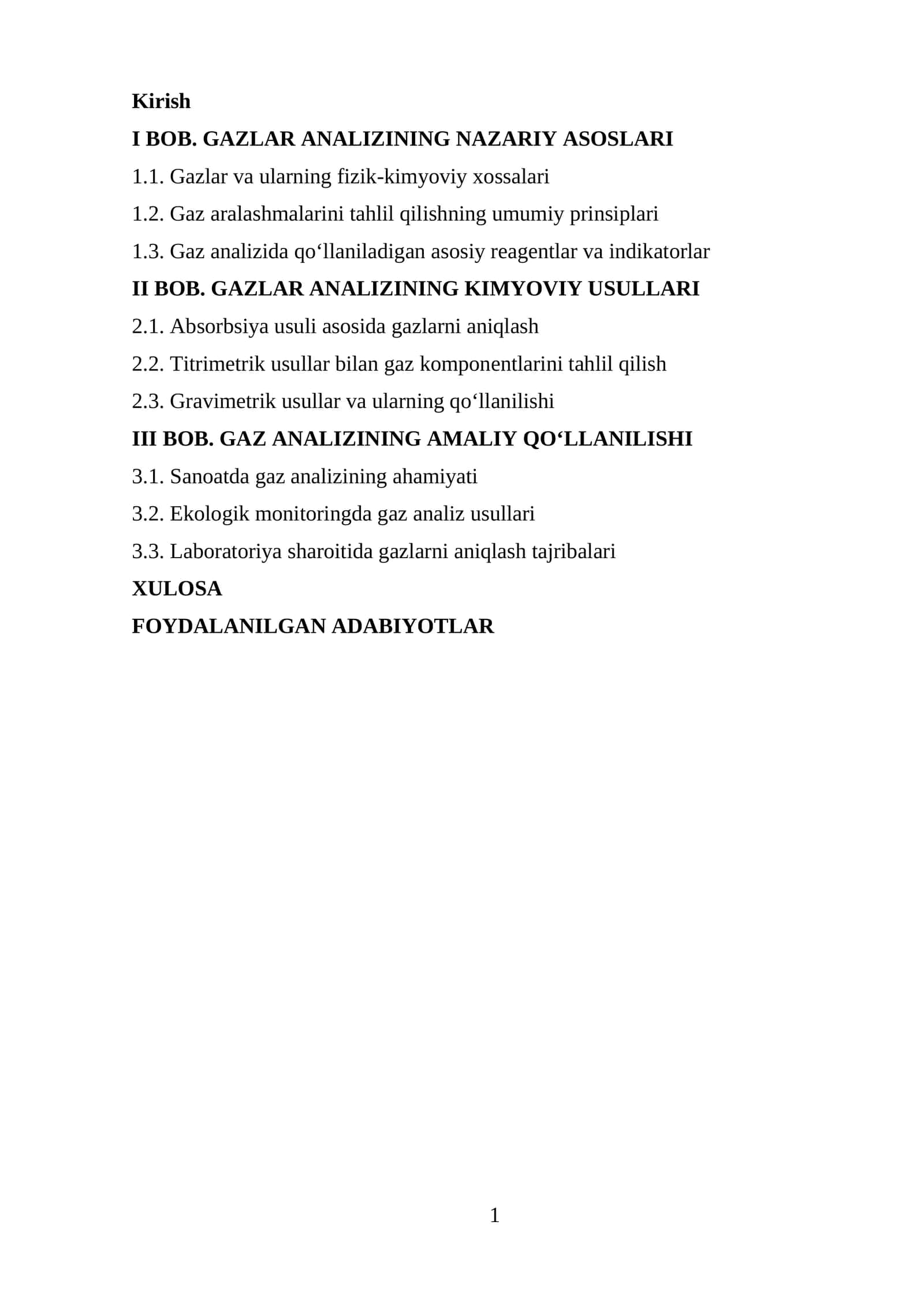 Gaz analizi kimyo fanining muhim yo‘nalishlaridan biri 1