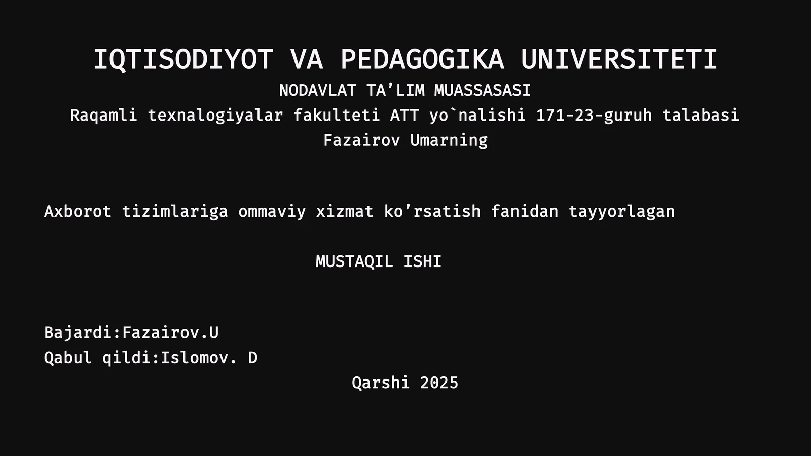 Soha nomli taqdimot 1