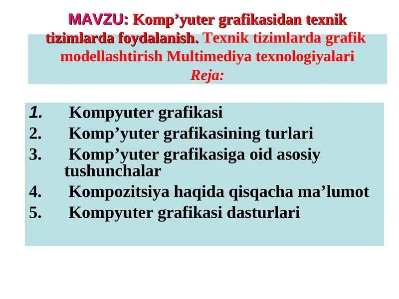 Kompyuter grafikasi 1
