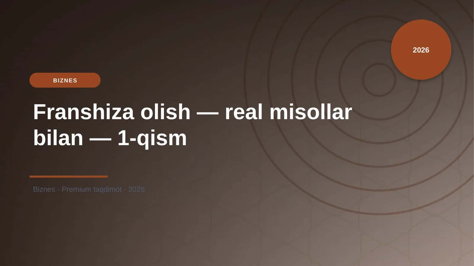 Franshiza olish — real misollar bilan — 1-qism 1