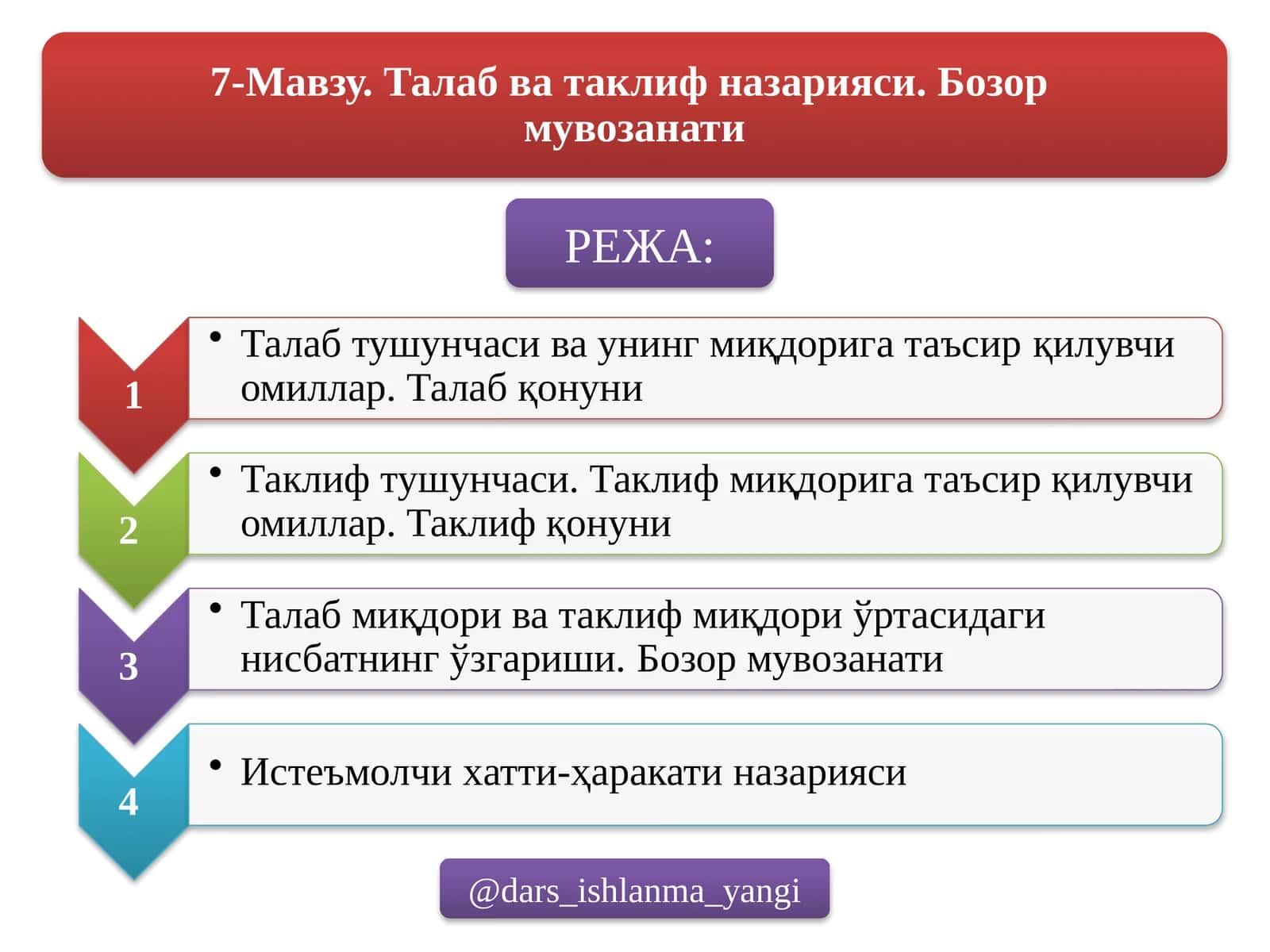 Талаб ва таклиф назарияси. Бозор  мувозанати 1
