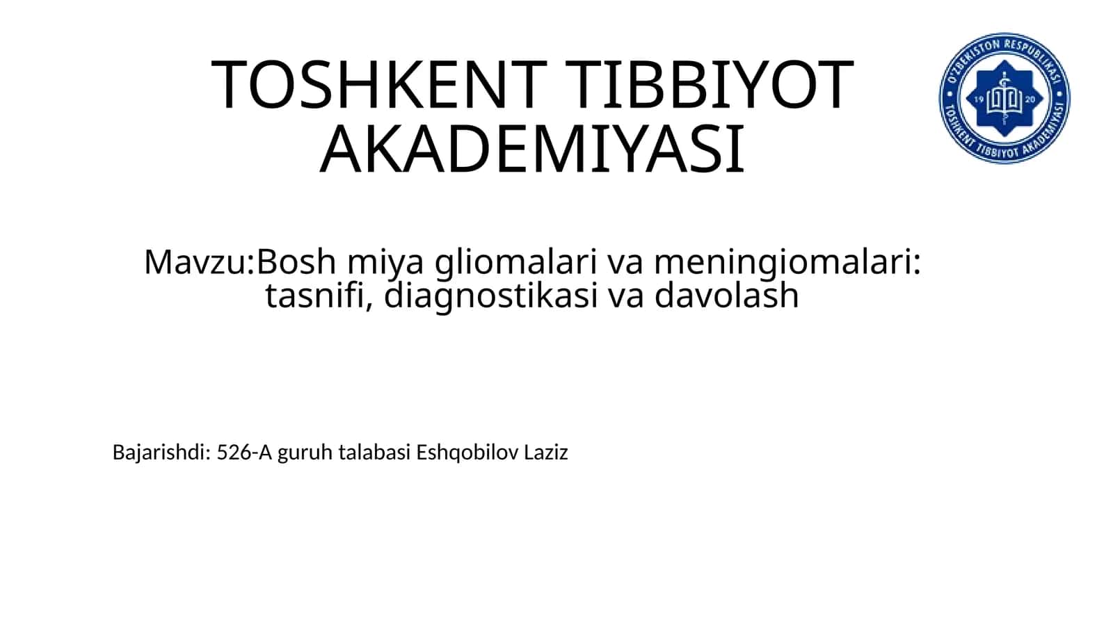 Bosh miya gliomalari va meningiomalari: tasnifi, diagnostikasi va davolash 1