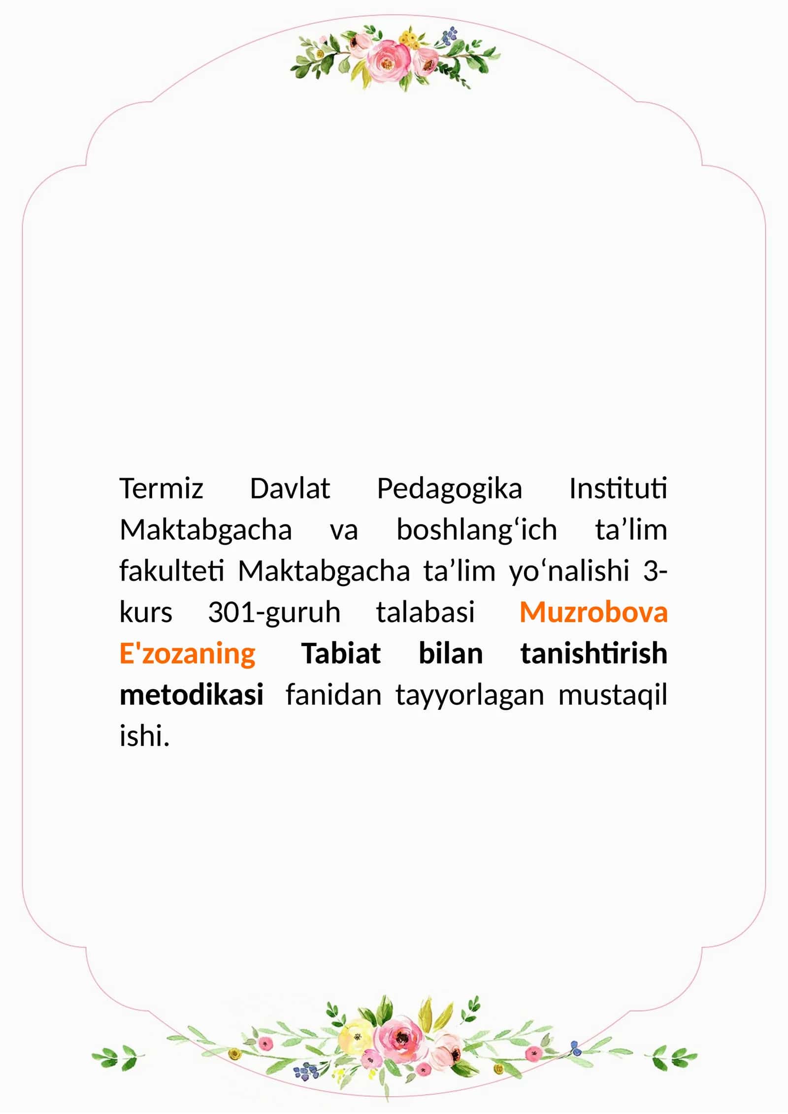 Oʻzbek yozuvchilarining bolalar yoshiga mos tabiatga oid ilmiy hikoyalardan foydalanishga oʻrgatish 1